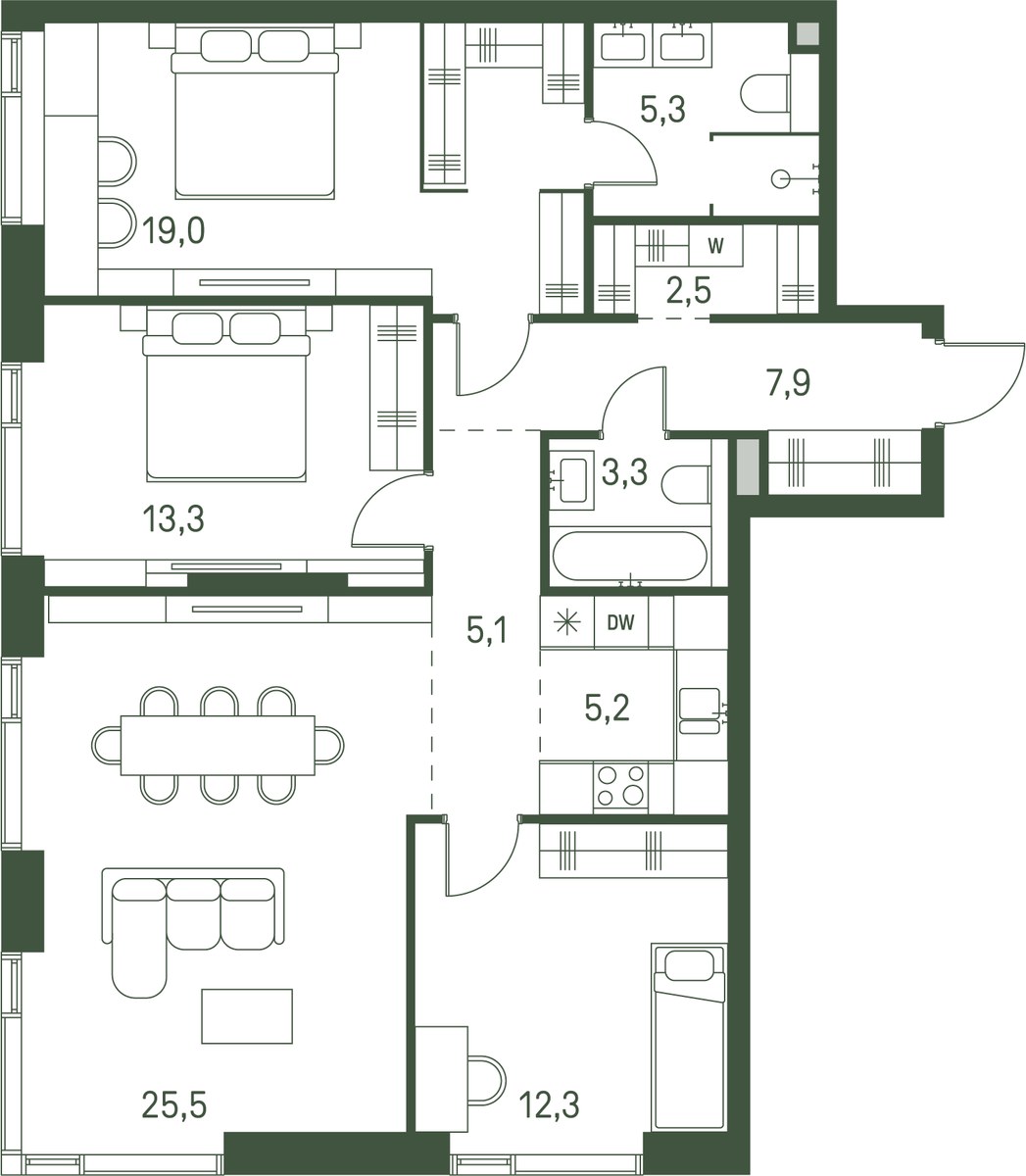 Планировка 99.4 м²