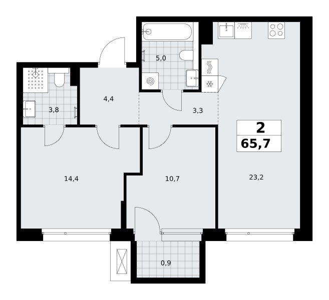 Планировка 65.7 м²