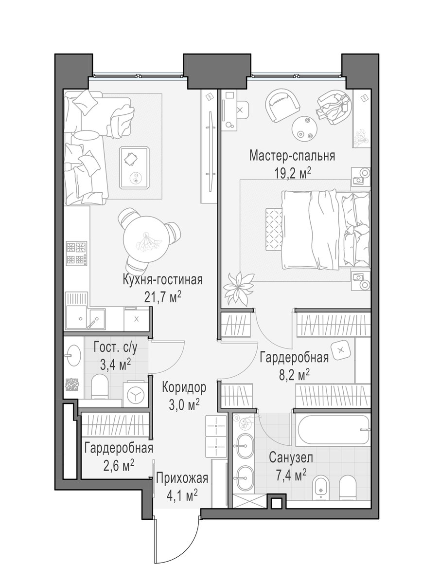 Планировка 70.1 м²