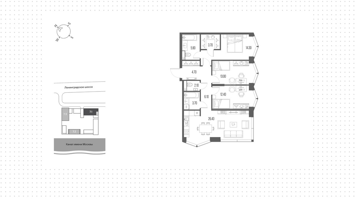 Планировка 92.3 м²
