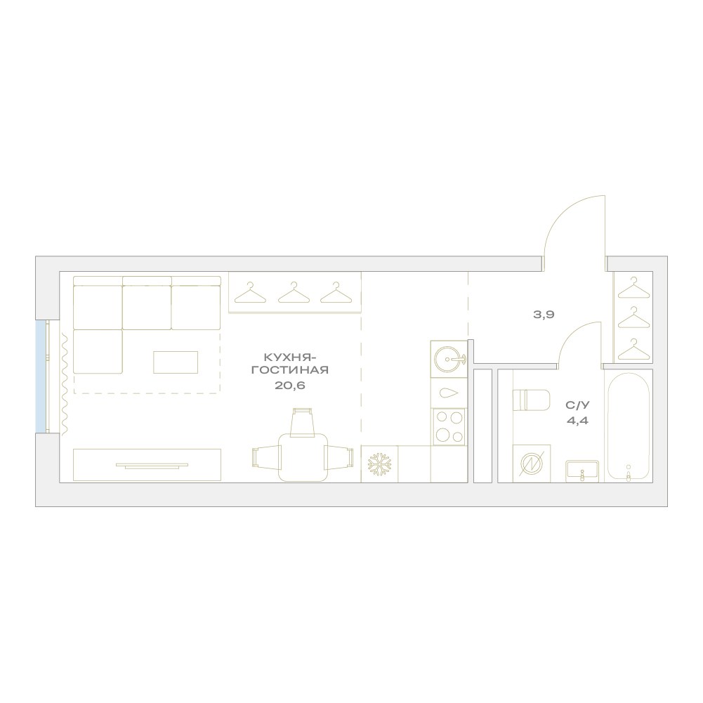 Планировка 28.9 м²