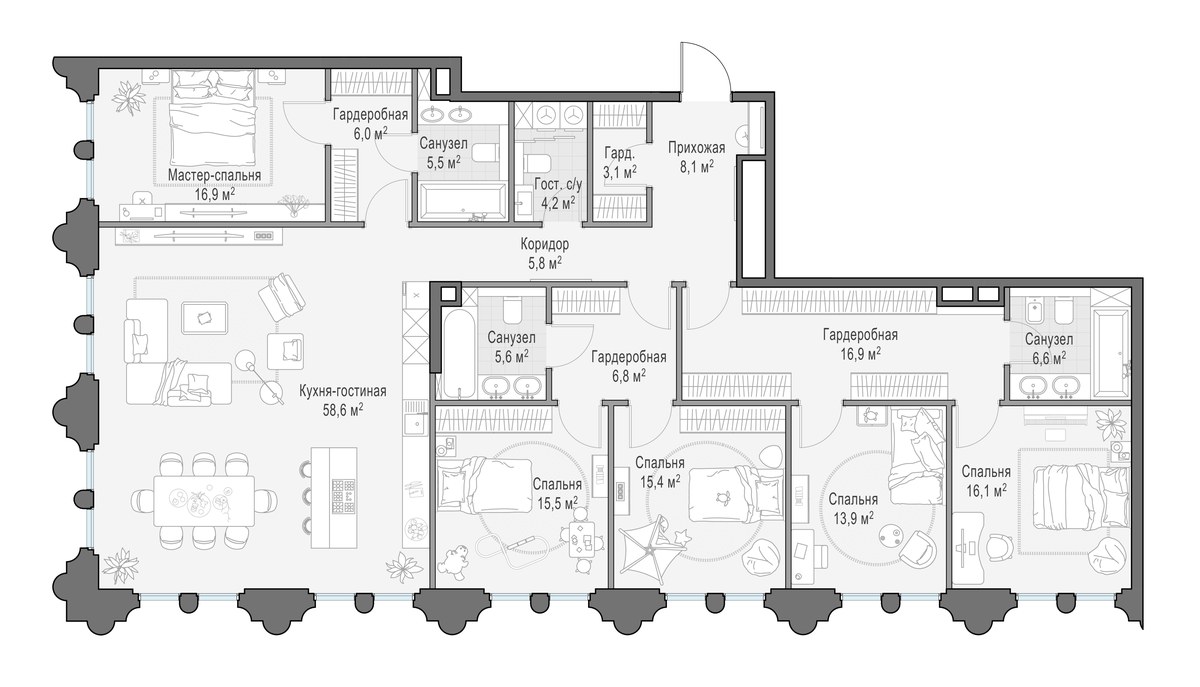 Планировка 204.9 м²