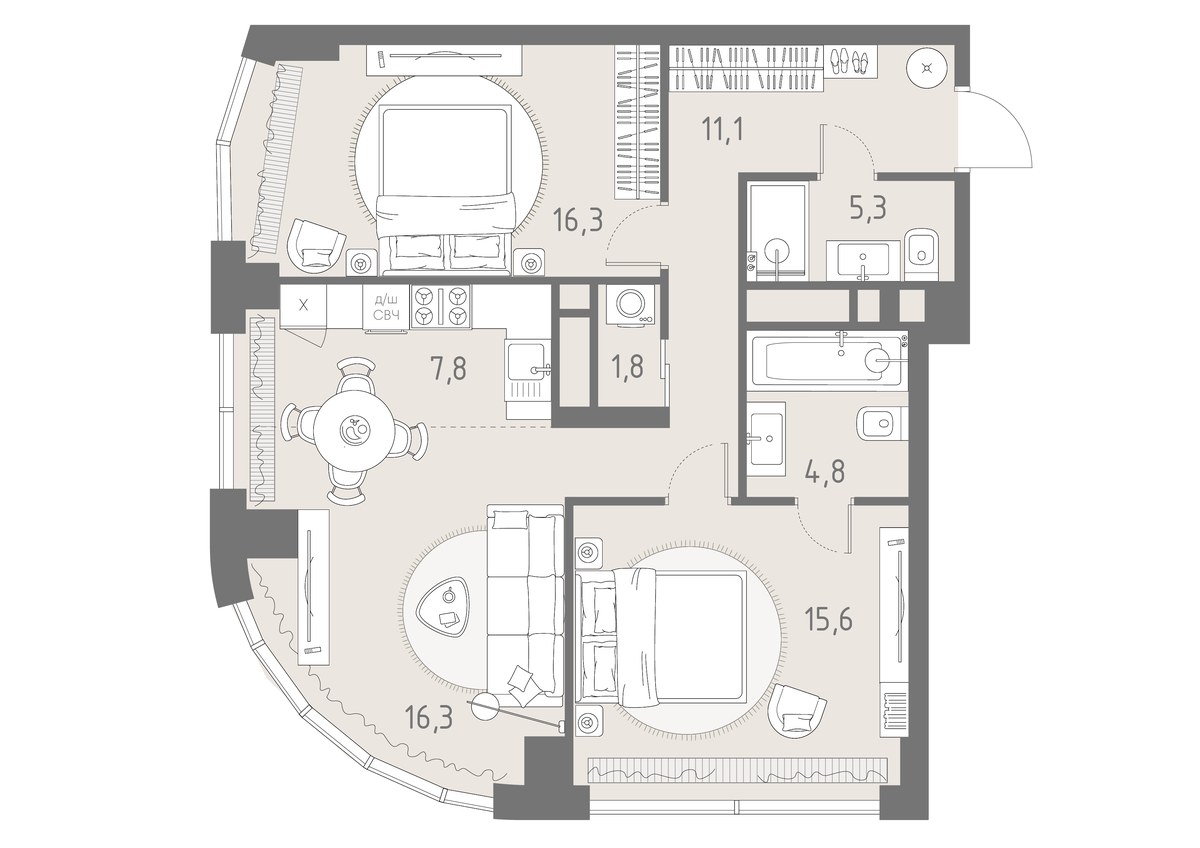 Планировка 79.0 м²