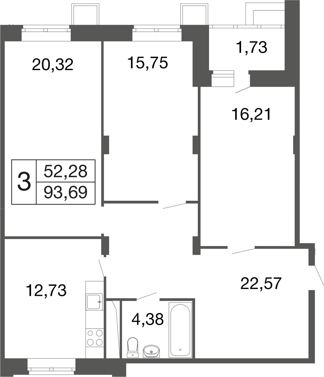 Планировка 92.0 м²