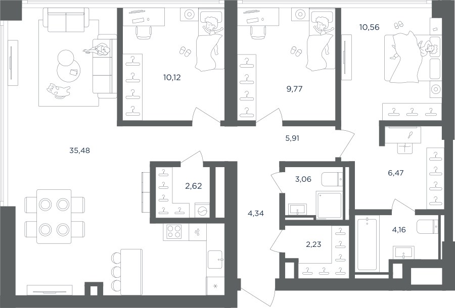 Планировка 94.72 м²
