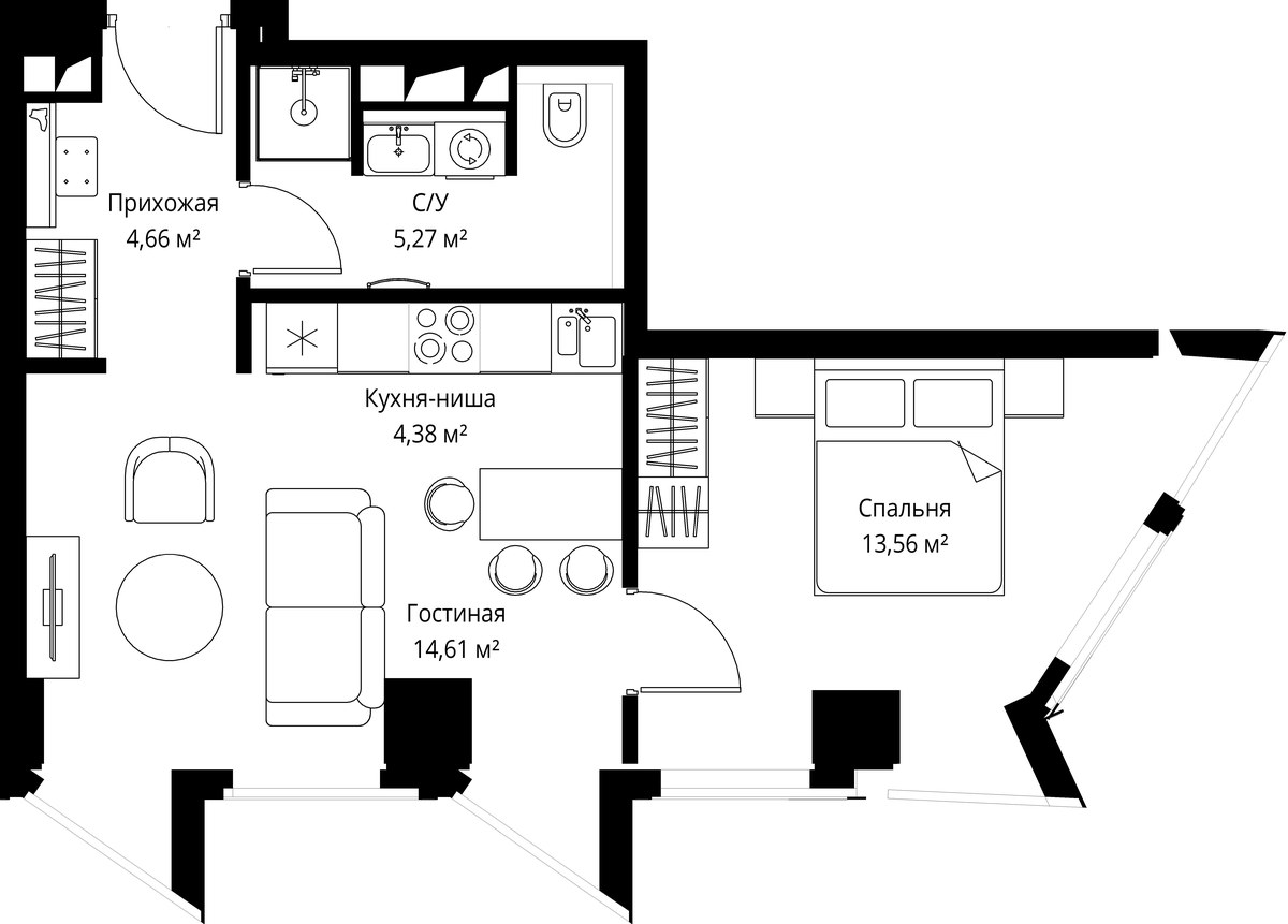 Планировка 42.7 м²