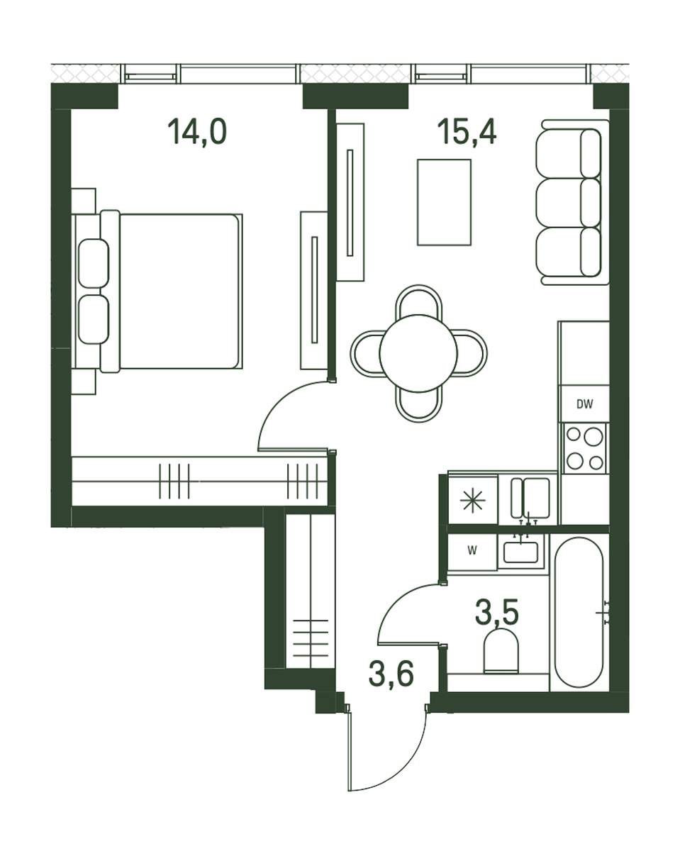 Планировка 36.5 м²
