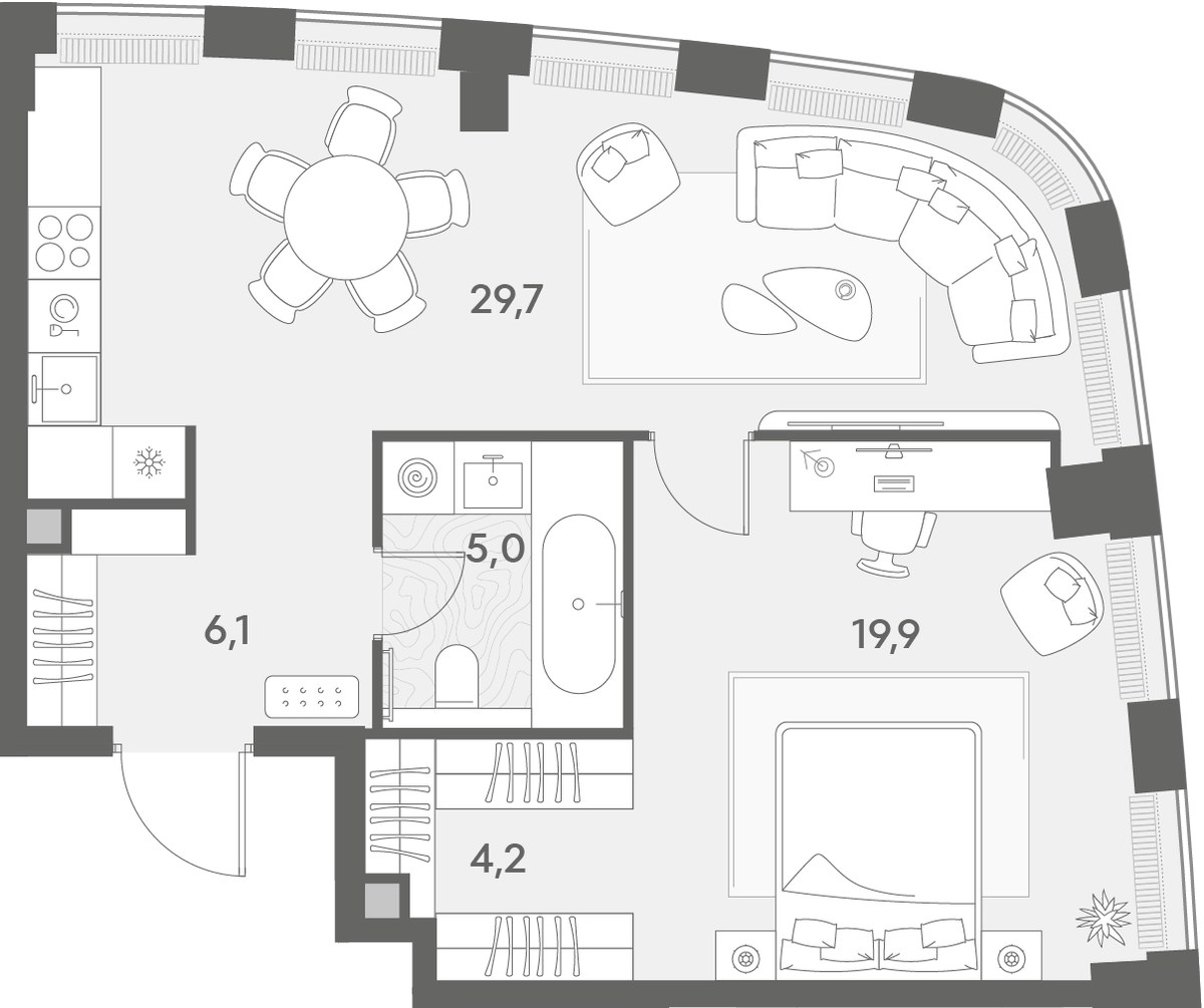 Планировка 64.9 м²