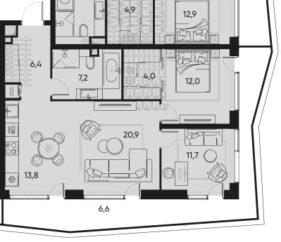 Планировка 76.5 м²