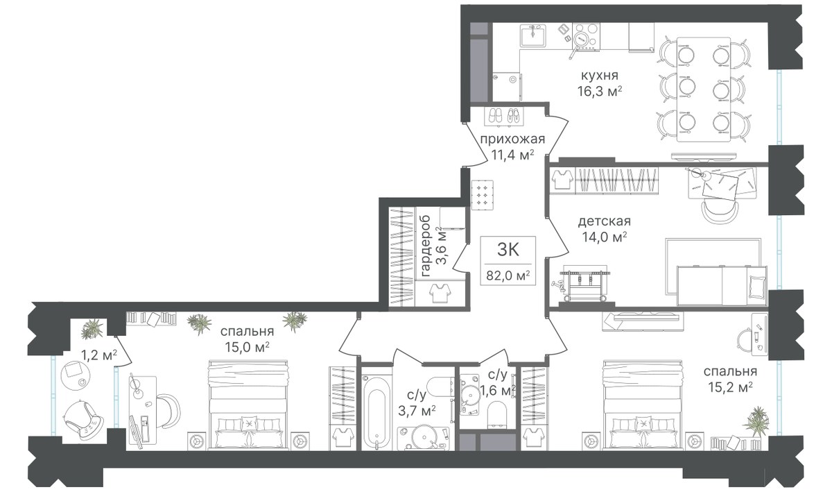 Планировка 82.1 м²