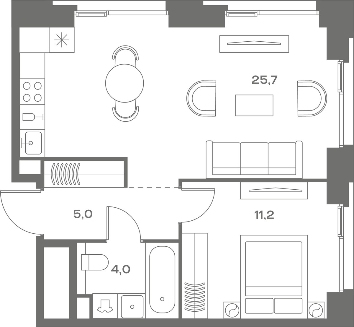 Планировка 45.9 м²
