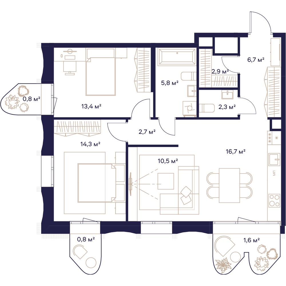 Планировка 78.4 м²