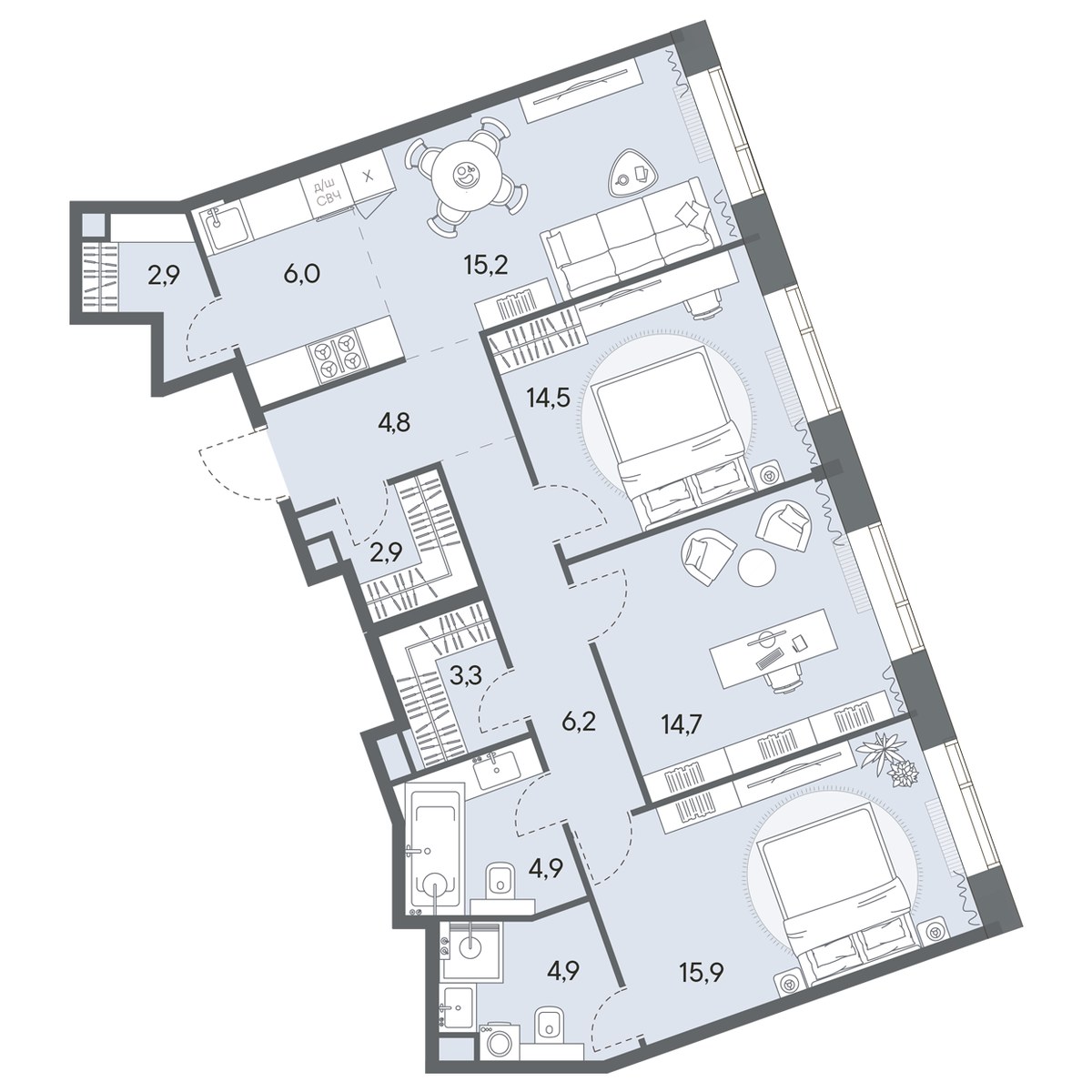 Планировка 96.2 м²
