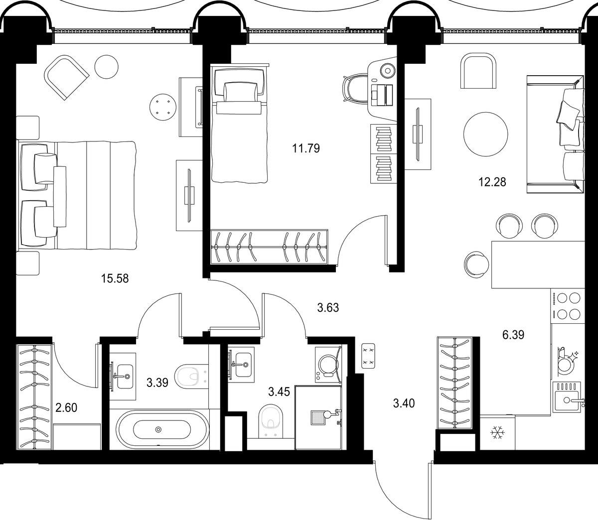 Планировка 62.51 м²