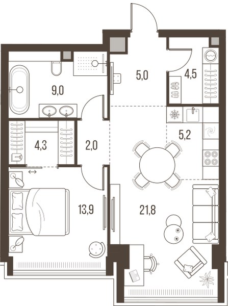 Планировка 65.7 м²