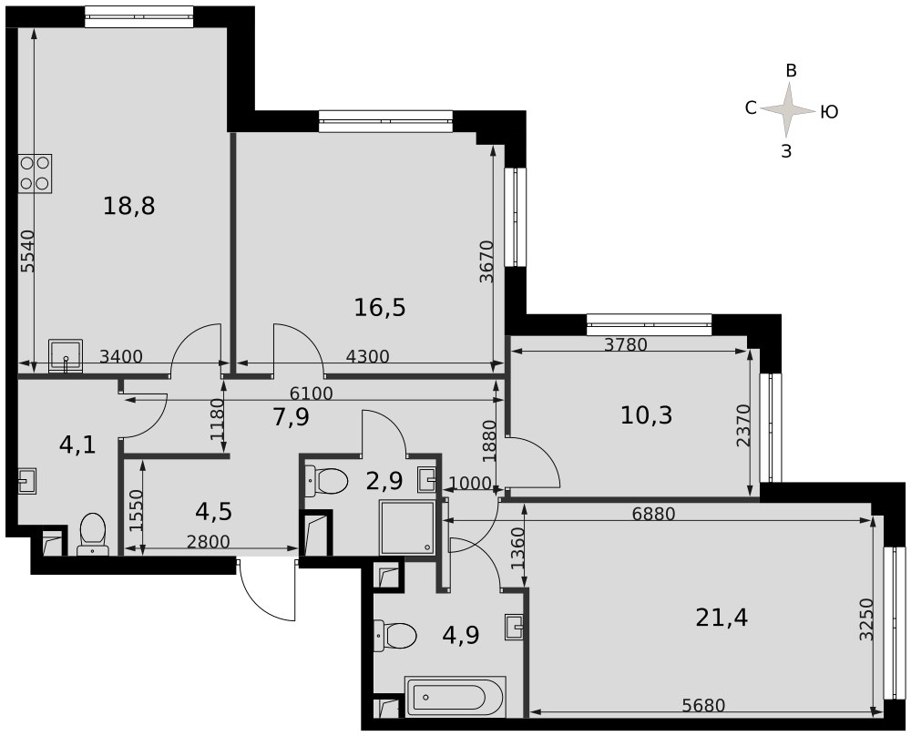 Планировка 91.2 м²