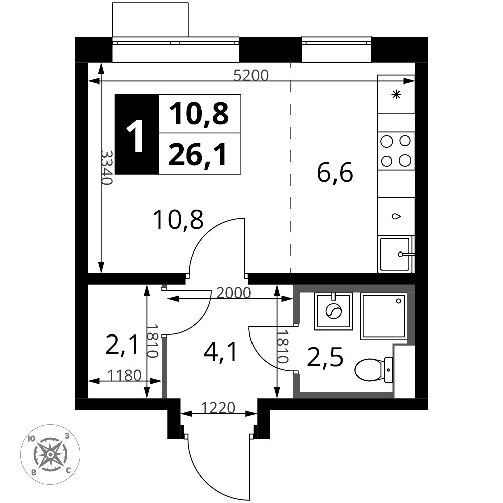 Планировка 26.1 м²