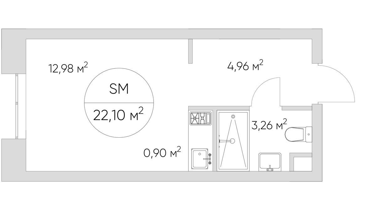 Планировка 22.2 м²