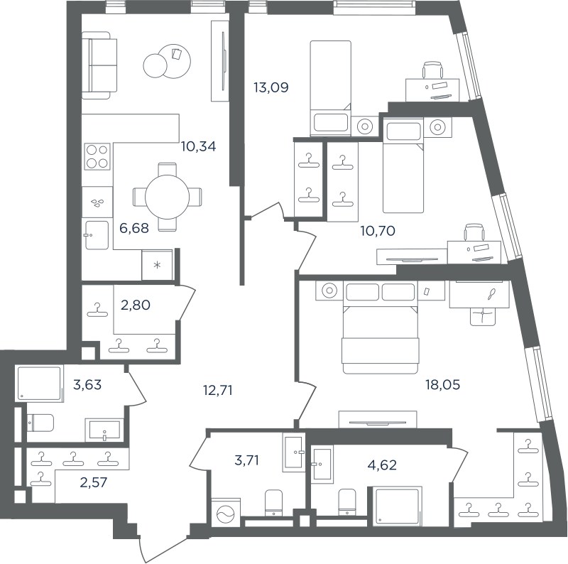 Планировка 88.9 м²