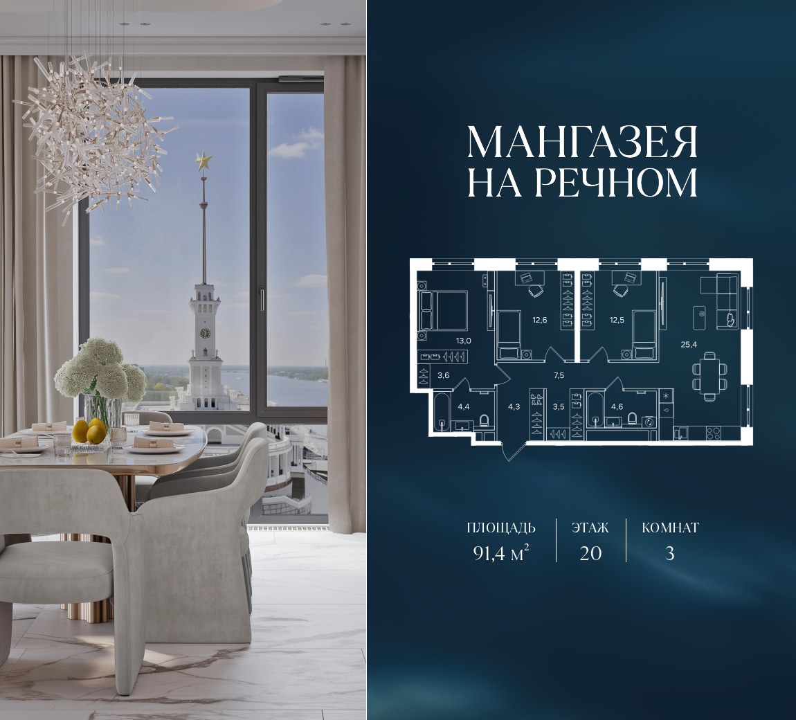 Планировка 91.4 м²