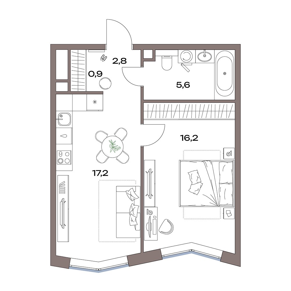 Планировка 43.1 м²