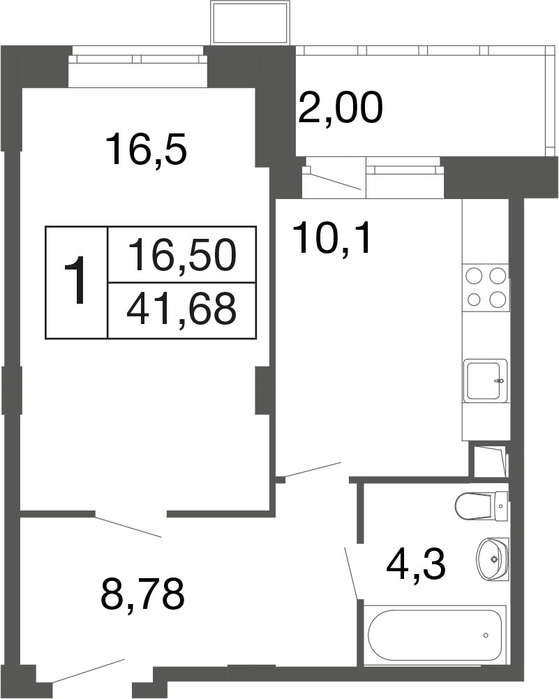 Планировка 39.6 м²