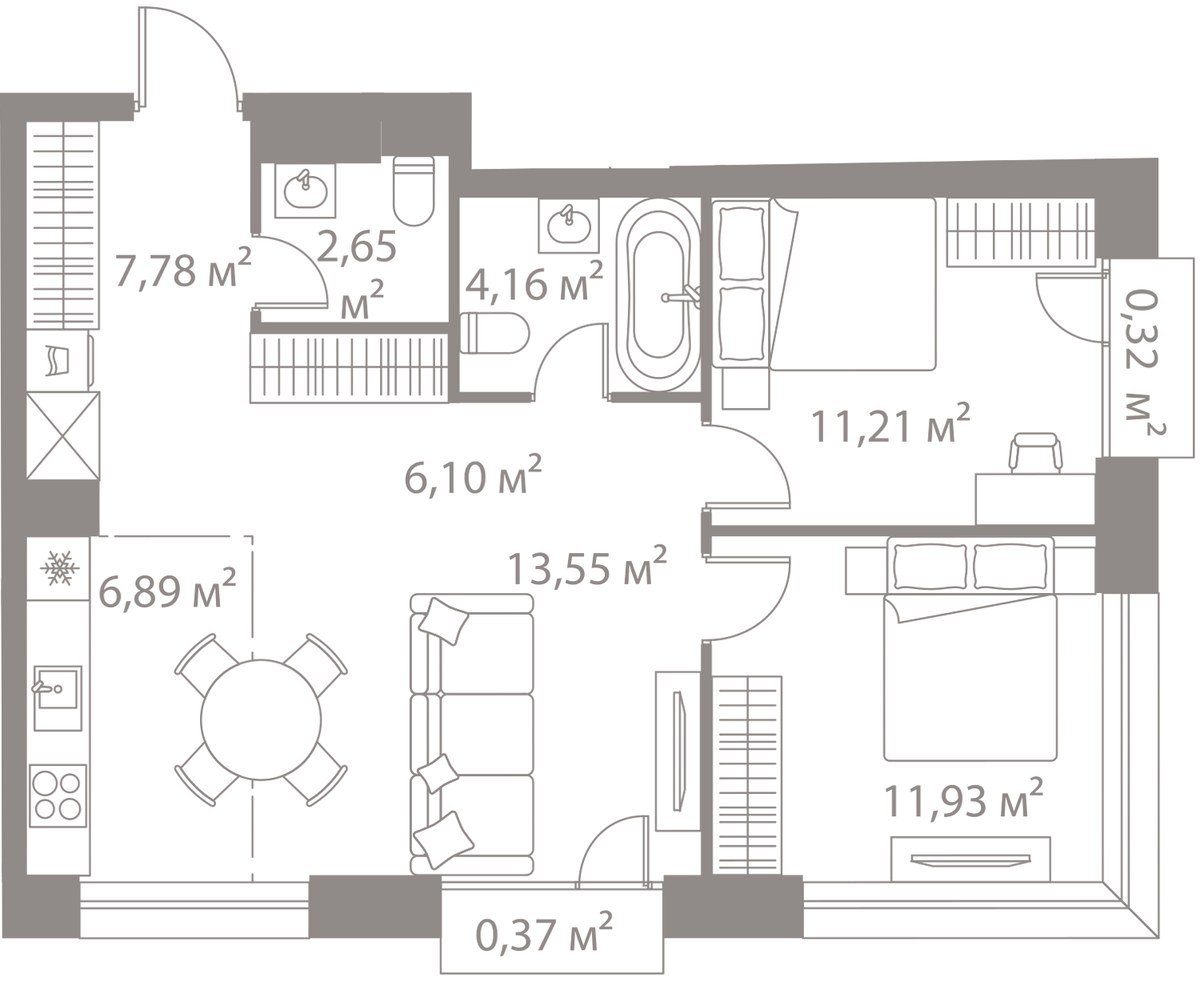 Планировка 64.96 м²