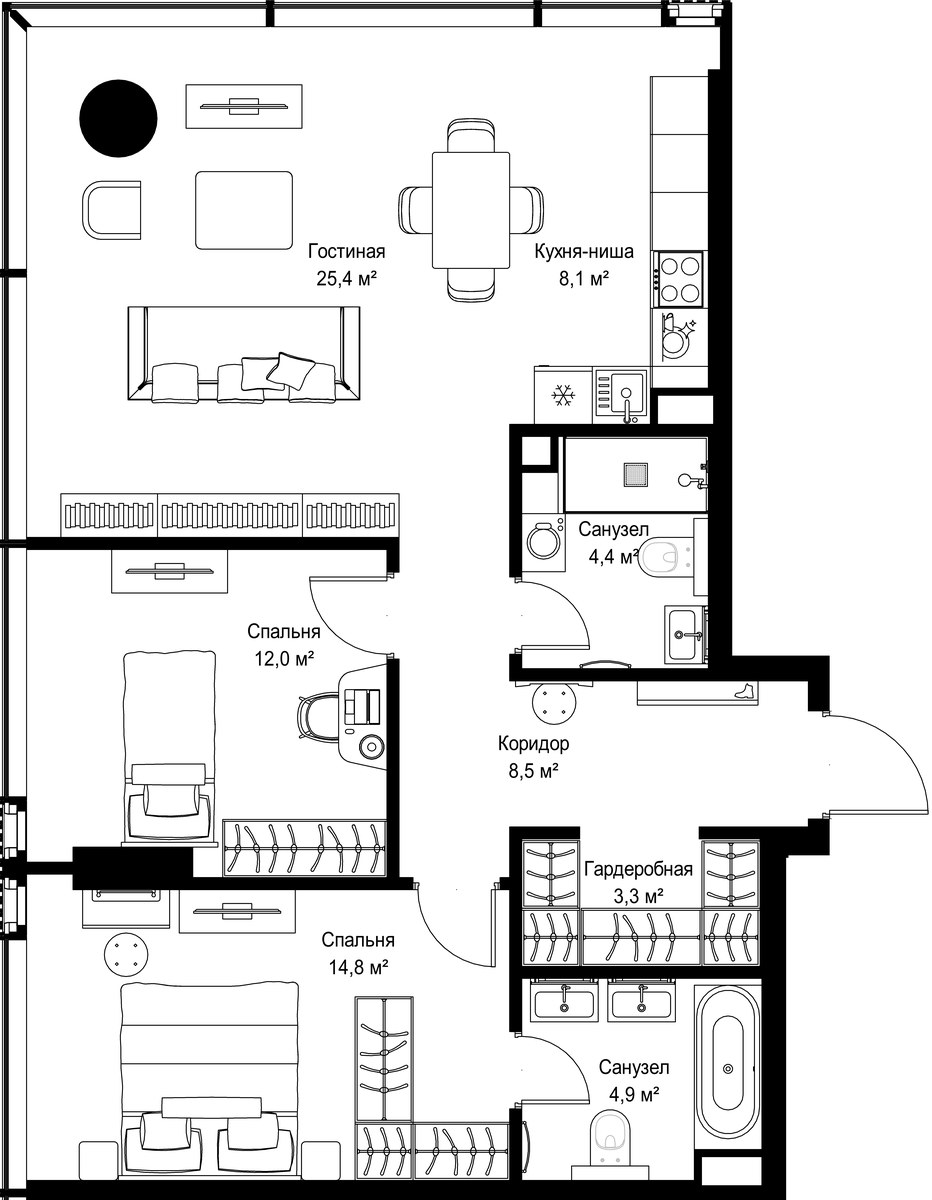 Планировка 81.4 м²