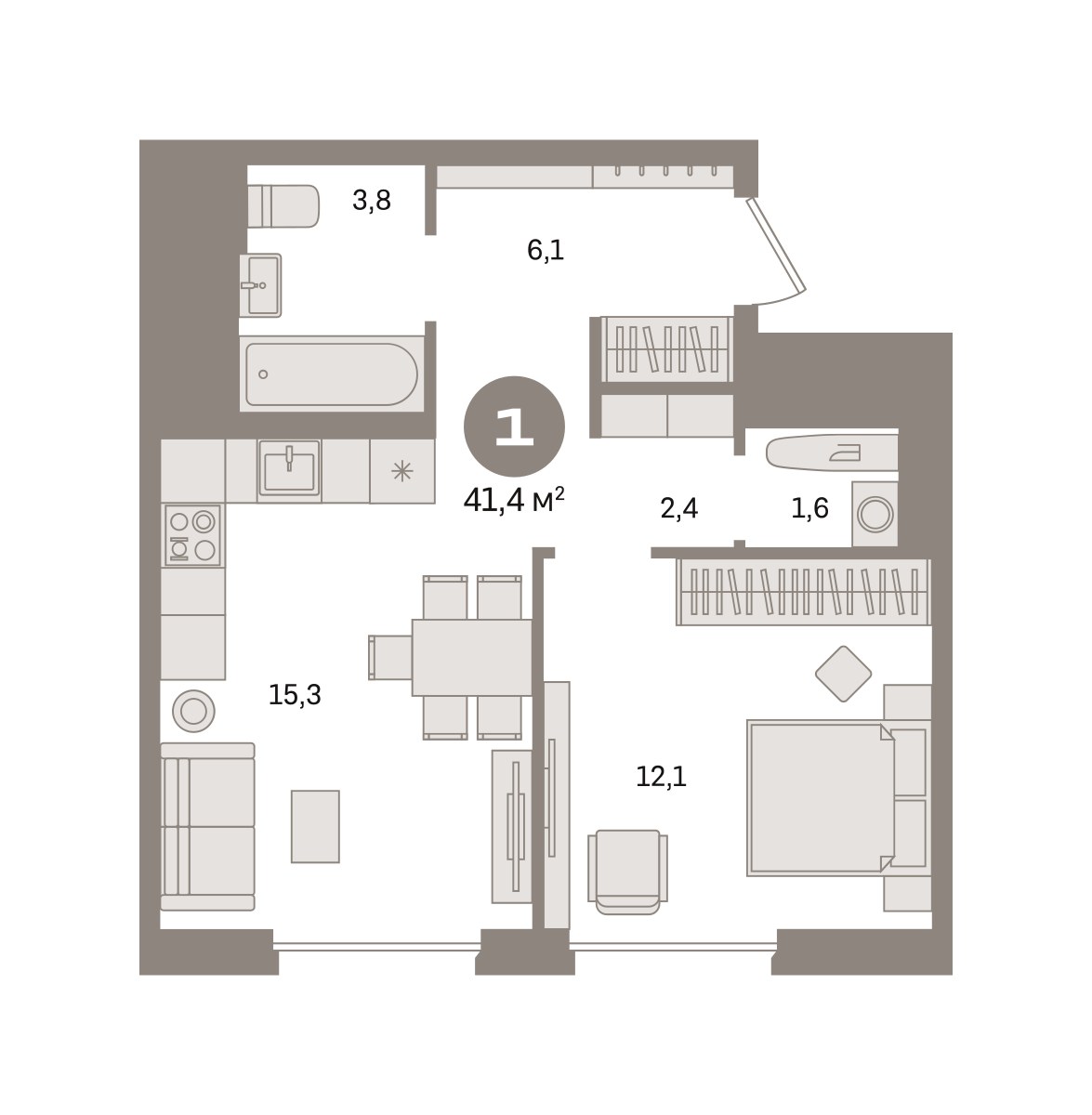Планировка 41.38 м²