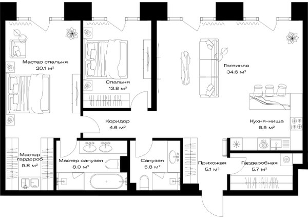 Планировка 110.0 м²