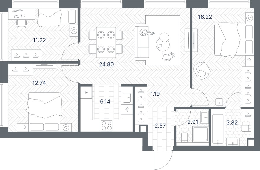 Планировка 81.61 м²