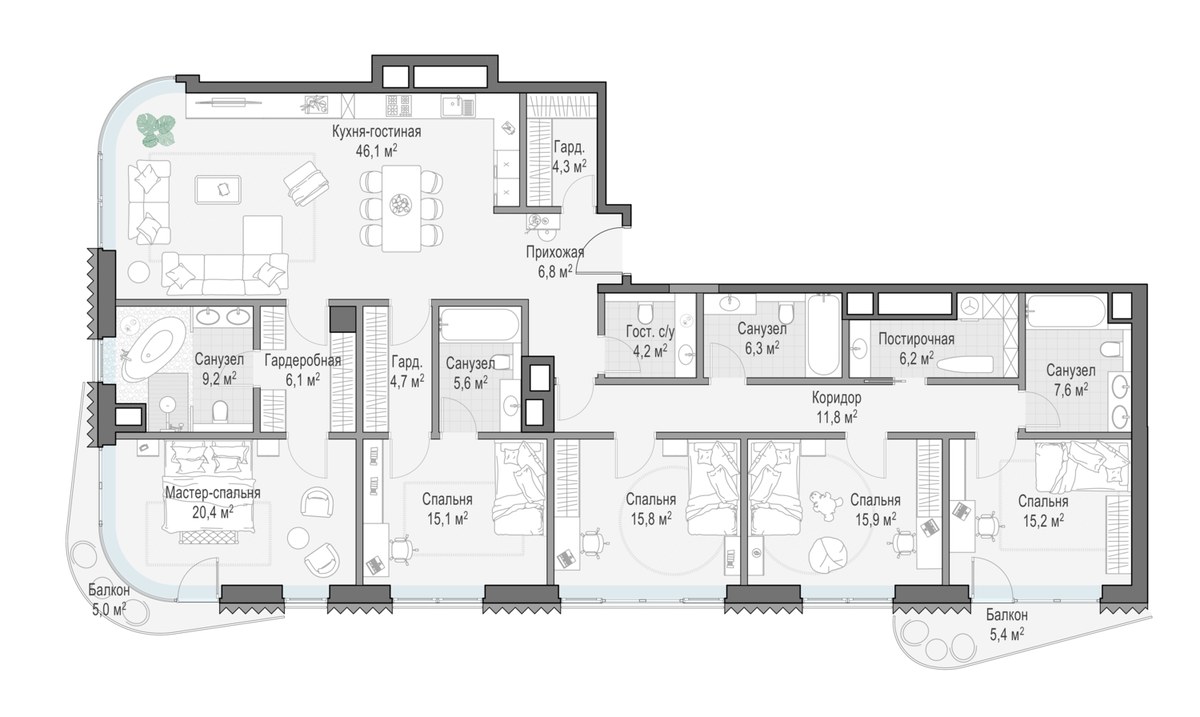 Планировка 204.8 м²