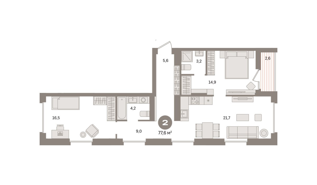 Планировка 77.42 м²