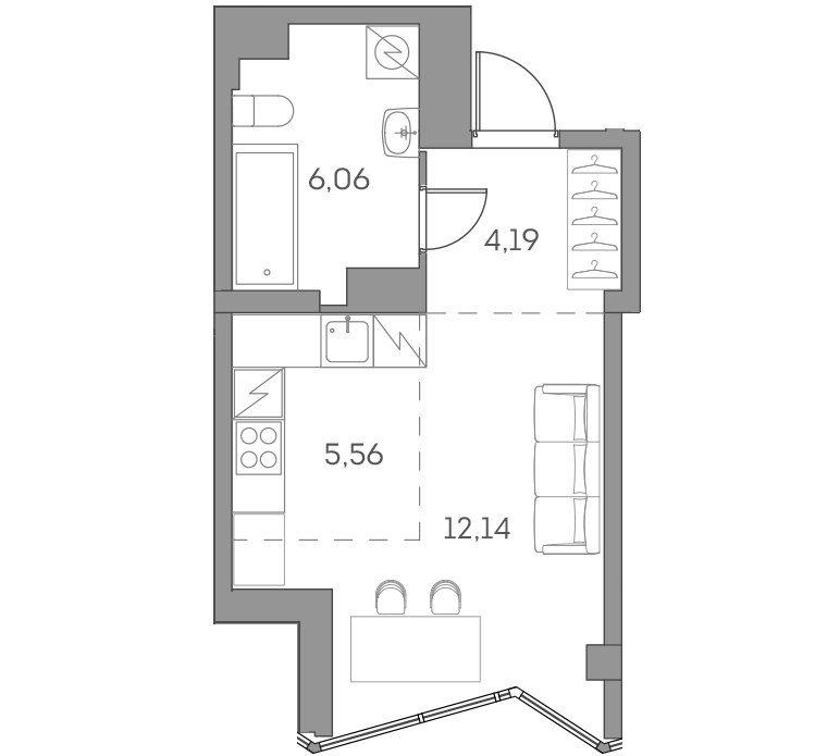 Планировка 27.95 м²