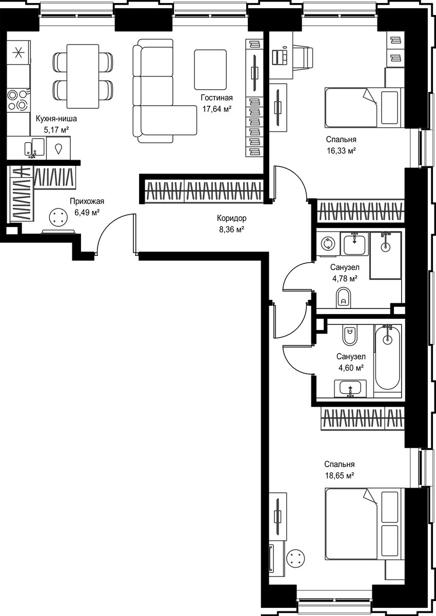 Планировка 82.02 м²