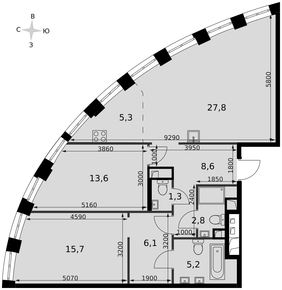 Планировка 86.1 м²