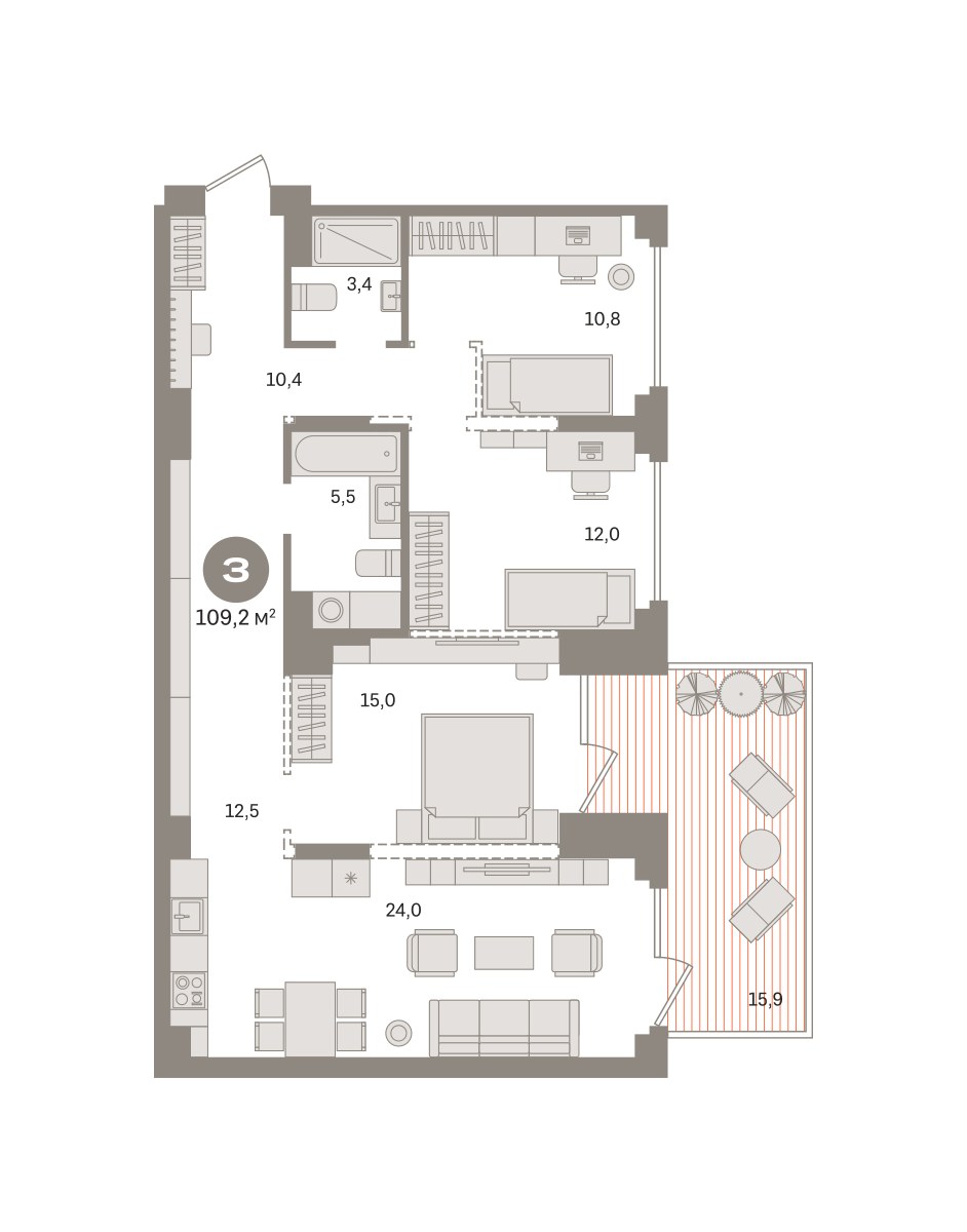 Планировка 109.23 м²