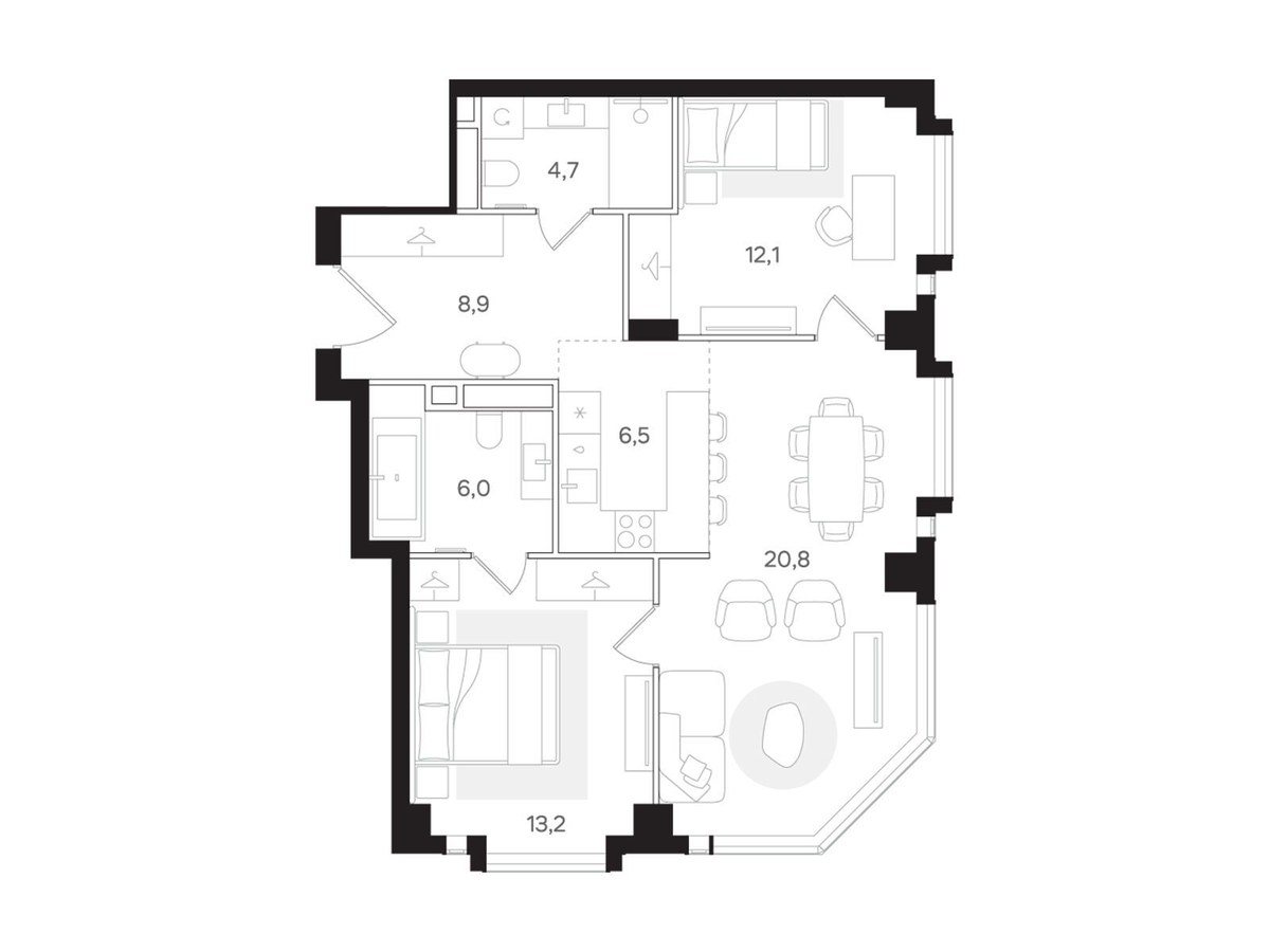 Планировка 72.2 м²