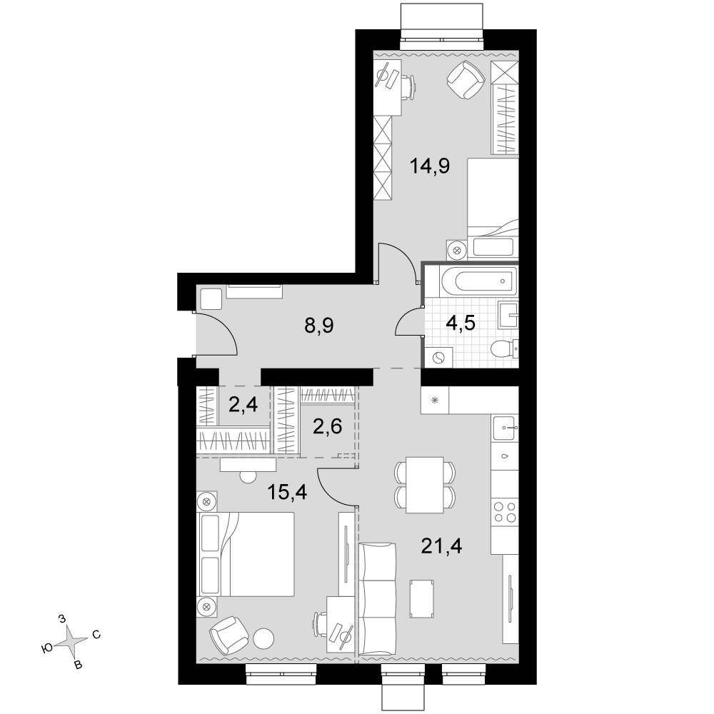 Планировка 70.1 м²