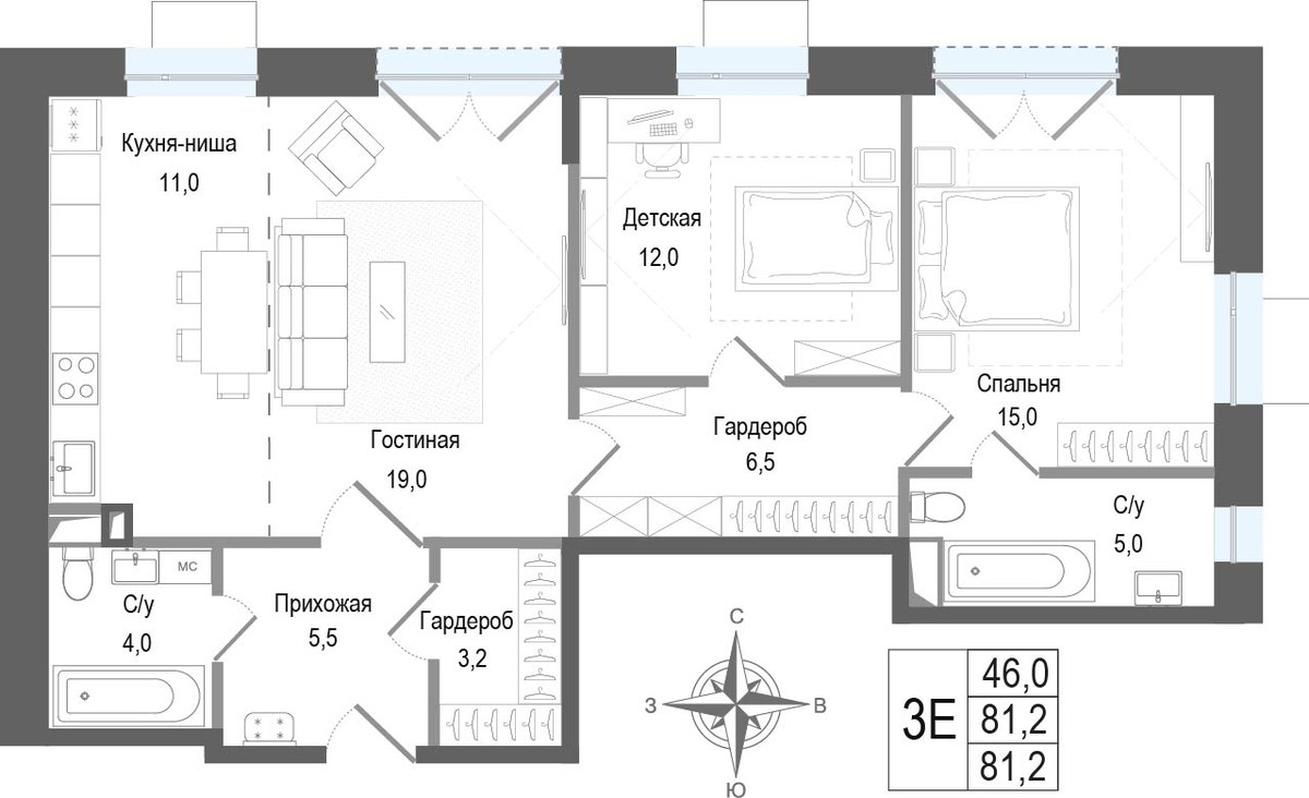 Планировка 81.2 м²