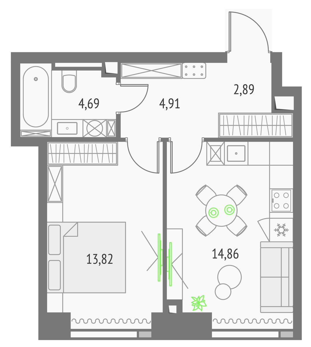 Планировка 41.17 м²