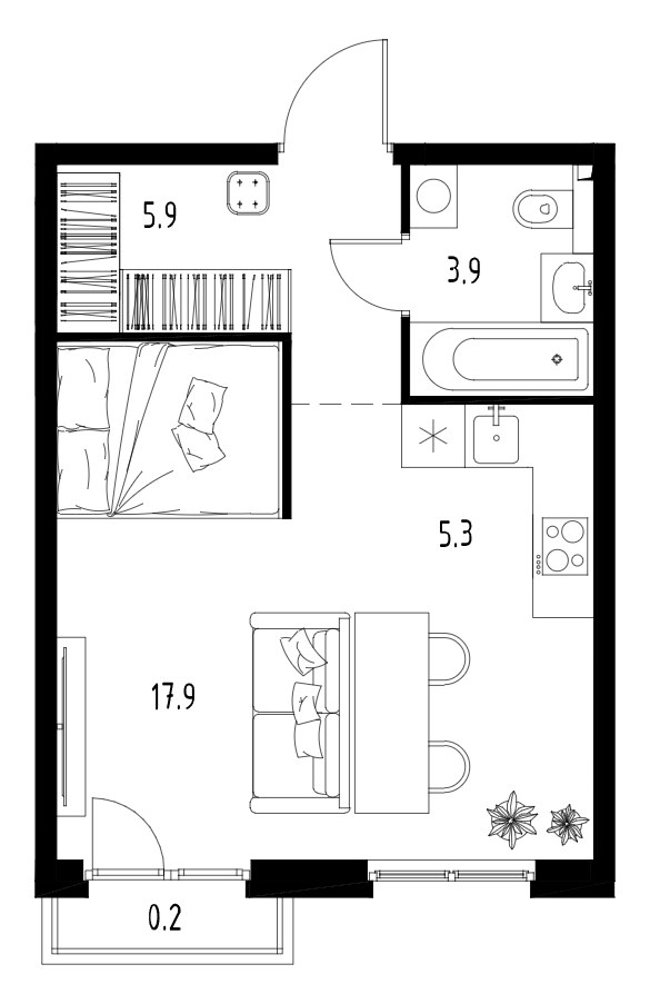 Планировка 33.0 м²