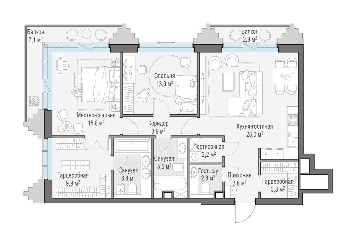 Планировка 98.1 м²