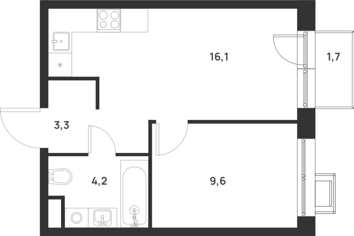 Планировка 33.7 м²