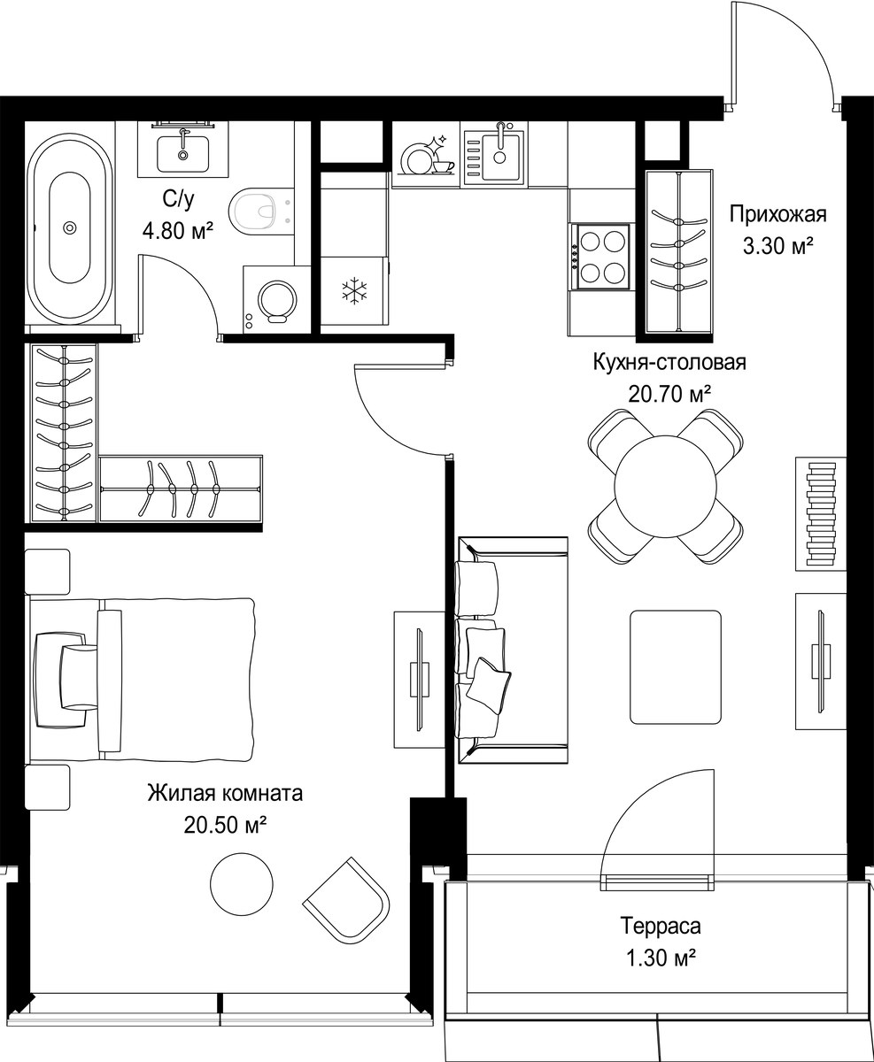 Планировка 50.6 м²