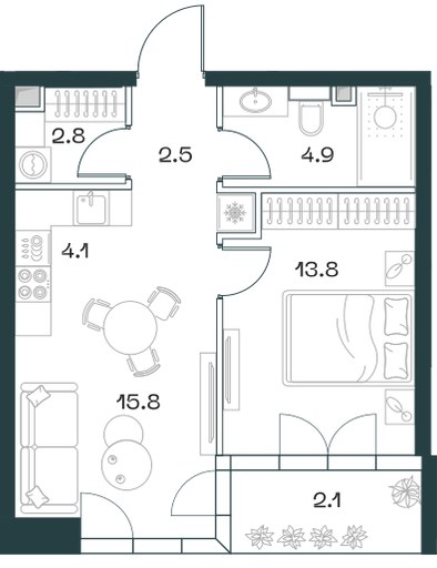 Планировка 46.0 м²