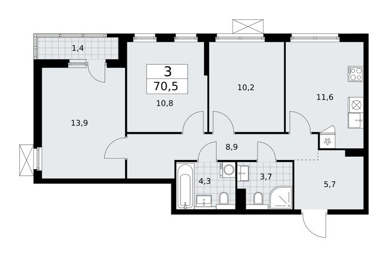 Планировка 70.5 м²