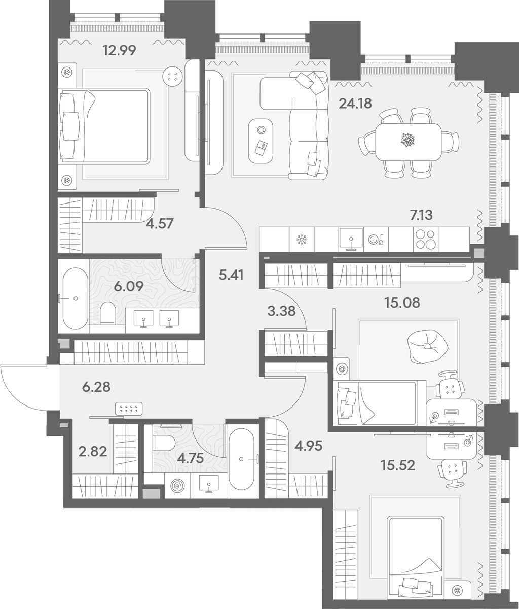 Планировка 113.15 м²