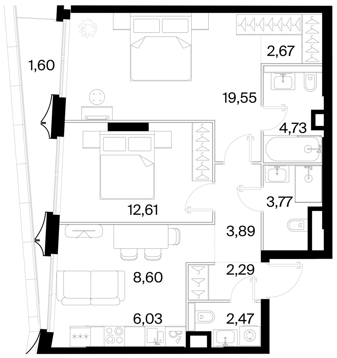 Планировка 68.21 м²