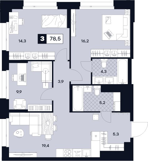 Планировка 78.5 м²